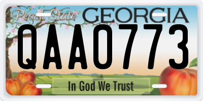 GA license plate QAA0773