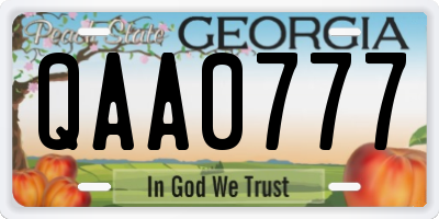 GA license plate QAA0777