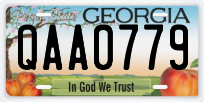 GA license plate QAA0779