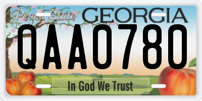 GA license plate QAA0780