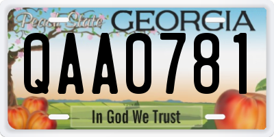 GA license plate QAA0781