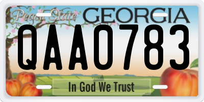 GA license plate QAA0783