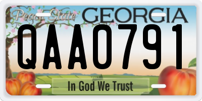 GA license plate QAA0791