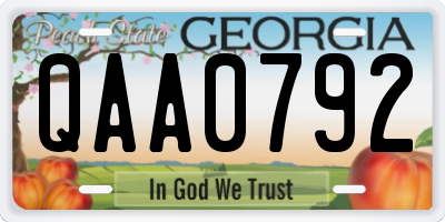 GA license plate QAA0792