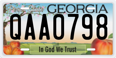 GA license plate QAA0798