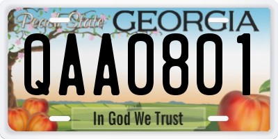 GA license plate QAA0801