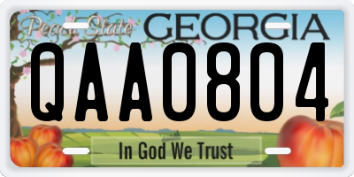 GA license plate QAA0804