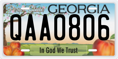 GA license plate QAA0806