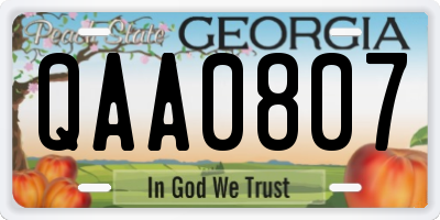 GA license plate QAA0807