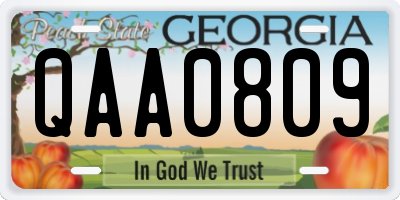 GA license plate QAA0809