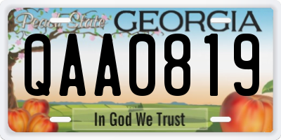 GA license plate QAA0819