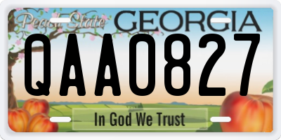 GA license plate QAA0827