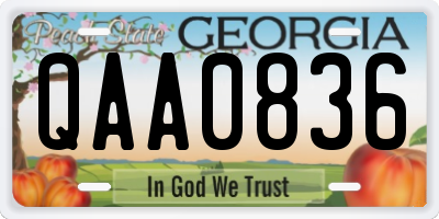 GA license plate QAA0836