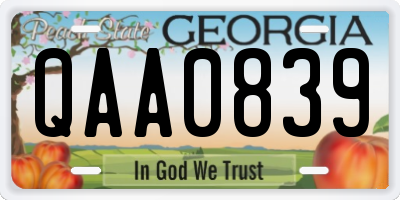 GA license plate QAA0839