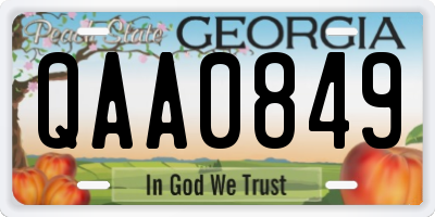 GA license plate QAA0849
