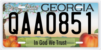 GA license plate QAA0851