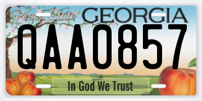 GA license plate QAA0857
