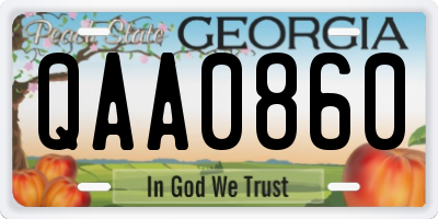 GA license plate QAA0860