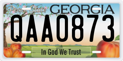 GA license plate QAA0873
