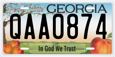 GA license plate QAA0874