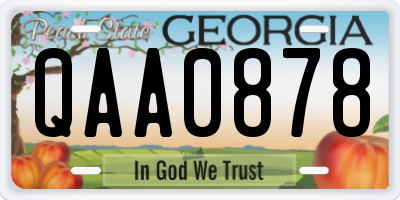 GA license plate QAA0878