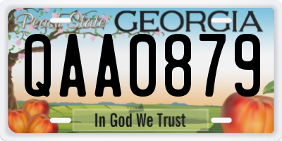GA license plate QAA0879