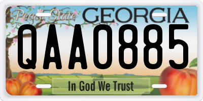 GA license plate QAA0885