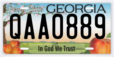 GA license plate QAA0889