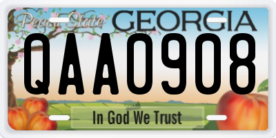GA license plate QAA0908