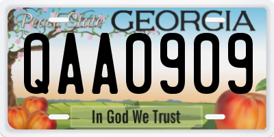 GA license plate QAA0909