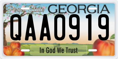 GA license plate QAA0919