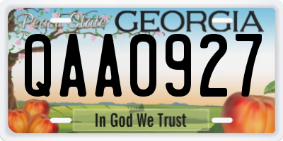 GA license plate QAA0927