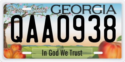 GA license plate QAA0938