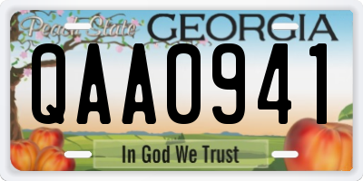 GA license plate QAA0941