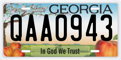 GA license plate QAA0943