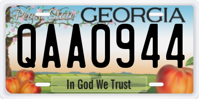 GA license plate QAA0944
