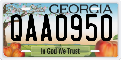 GA license plate QAA0950