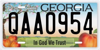 GA license plate QAA0954