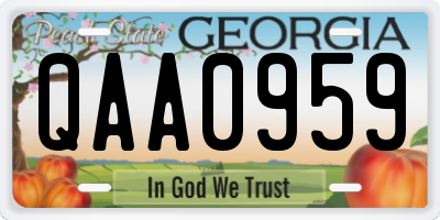 GA license plate QAA0959