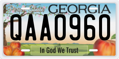 GA license plate QAA0960