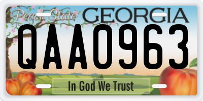 GA license plate QAA0963