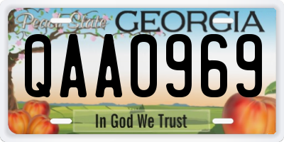 GA license plate QAA0969