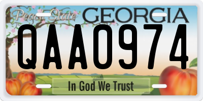 GA license plate QAA0974