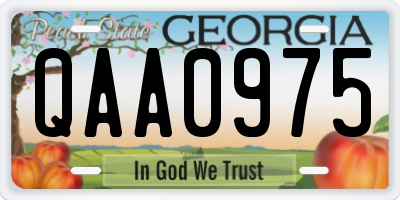 GA license plate QAA0975