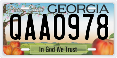 GA license plate QAA0978