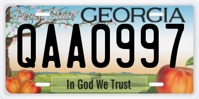 GA license plate QAA0997