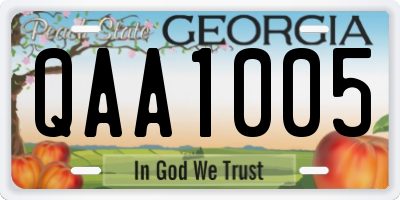 GA license plate QAA1005
