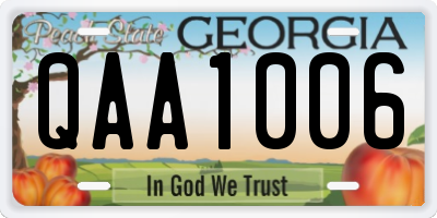 GA license plate QAA1006