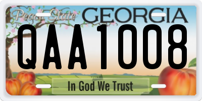 GA license plate QAA1008