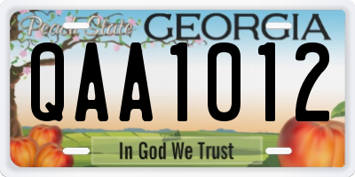 GA license plate QAA1012